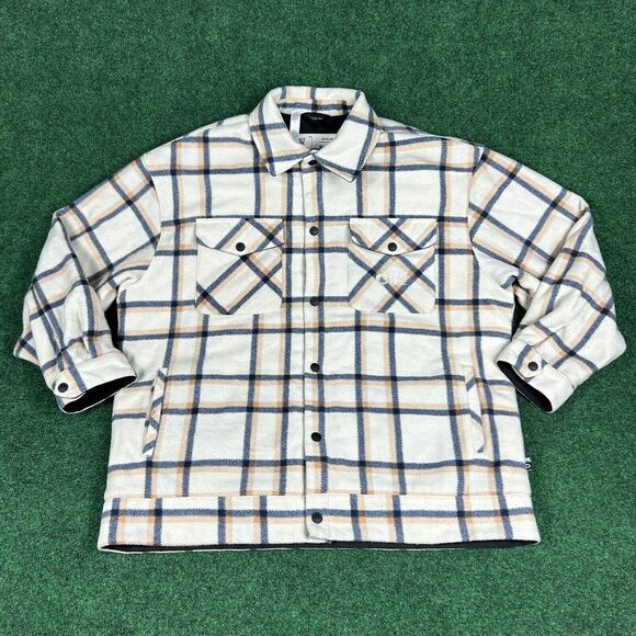 Jackets & Blazers - Picture‎ Organic Clothing Womens Medium Plaid Fleece Lined Snap Button Jacket